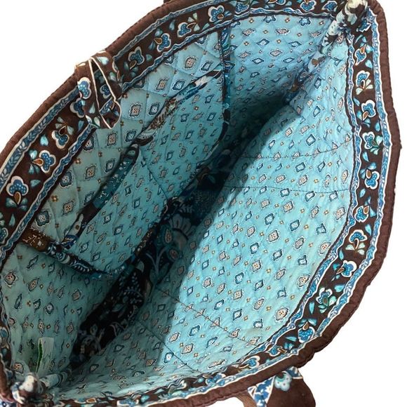 Vera Bradley Java Blue Tic Tac Tote Retired Pattern Turquoise Brown Teal - Picture 8 of 8